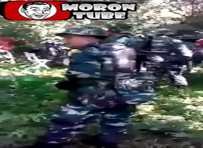 Video :A Thai soldier's hilarious response to being startled by gunshots